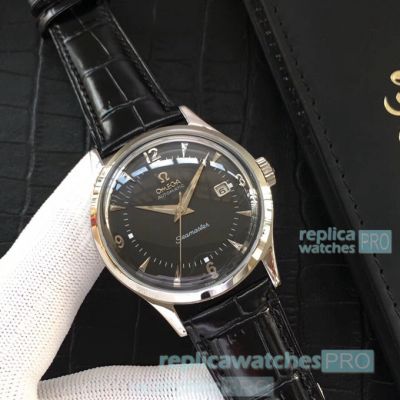 Replica Omega Seamaster Automatic Black Dial Silver Bezel Watch